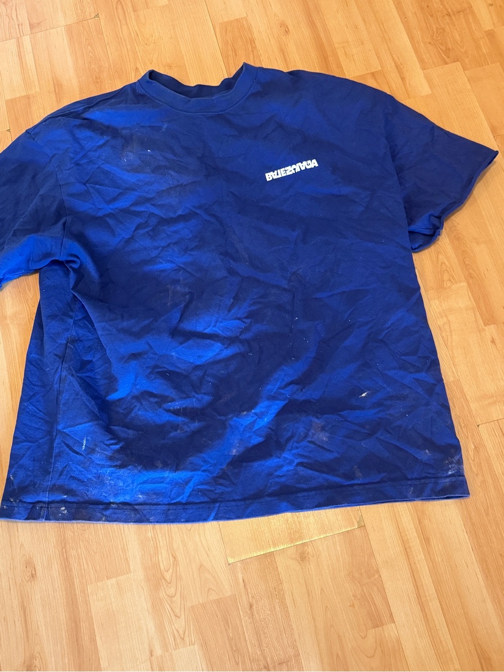 Balenciaga Blue Short Sleeve Logo Tee